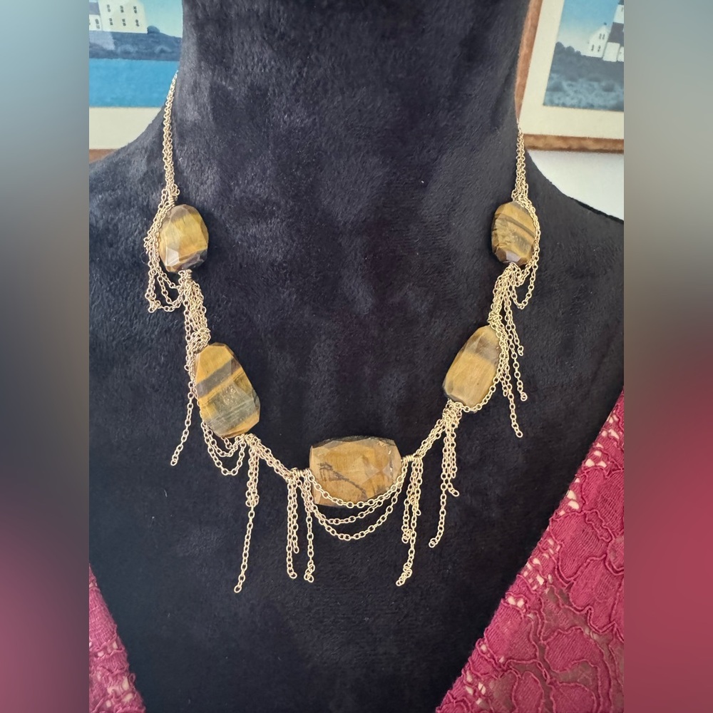 Kris Nations Contemporary Gold and Brown Layered Necklace